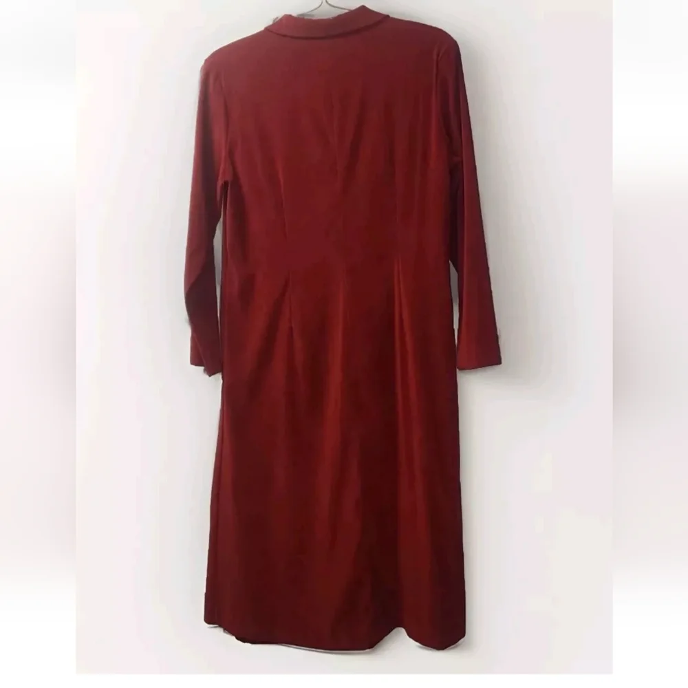 Vtg Tribeca Studio Trench Coat Woman Sz 12 Red Suede Feel Duster Long Jacket